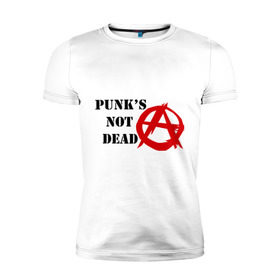 Мужская футболка премиум с принтом Punk`s not dead в Курске, 92% хлопок, 8% лайкра | приталенный силуэт, круглый вырез ворота, длина до линии бедра, короткий рукав | 