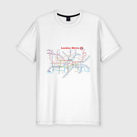 Мужская футболка премиум с принтом London metro в Курске, 92% хлопок, 8% лайкра | приталенный силуэт, круглый вырез ворота, длина до линии бедра, короткий рукав | Тематика изображения на принте: london | london metro | metro | карта метро | карта метро лондона | лондон метро | лондонский метрополитен | лондонское метро | метро | метро в лондоне | метро лондона | метрополитен лондона