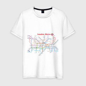Мужская футболка хлопок с принтом London metro в Курске, 100% хлопок | прямой крой, круглый вырез горловины, длина до линии бедер, слегка спущенное плечо. | Тематика изображения на принте: london | london metro | metro | карта метро | карта метро лондона | лондон метро | лондонский метрополитен | лондонское метро | метро | метро в лондоне | метро лондона | метрополитен лондона