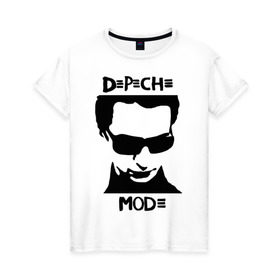 Женская футболка хлопок с принтом Depeche Mode (2) в Курске, 100% хлопок | прямой крой, круглый вырез горловины, длина до линии бедер, слегка спущенное плечо | depeche mode | депеш мод | карикатура depeche mode | карикатура депеш мод | фото depeche mode