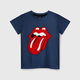 Детская футболка хлопок с принтом Rolling Stones язык в Курске, 100% хлопок | круглый вырез горловины, полуприлегающий силуэт, длина до линии бедер | heavy metal | metal | rock | trash metal | губы | квартет | метал | рок | рок группа | рок группы | роллинг стоунз | трэш метал | хеви метал | язык