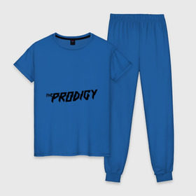 Женская пижама хлопок с принтом The Prodigy логотип в Курске, 100% хлопок | брюки и футболка прямого кроя, без карманов, на брюках мягкая резинка на поясе и по низу штанин | heavy рок | metal | rock | trash | продиджи | продижи | трэш | хеви метал