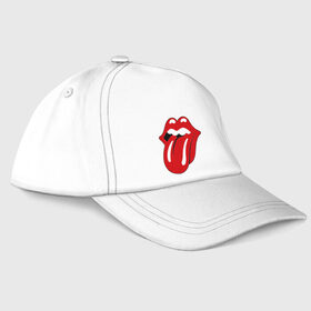 Бейсболка с принтом Rolling Stones язык в Курске, 100% хлопок | классический козырек, металлическая застежка-регулятор размера | Тематика изображения на принте: rolling stones
