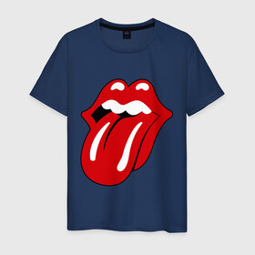 Мужская футболка хлопок с принтом Rolling Stones язык в Курске, 100% хлопок | прямой крой, круглый вырез горловины, длина до линии бедер, слегка спущенное плечо. | rolling stones