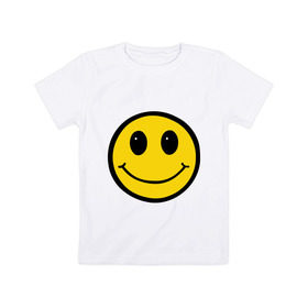 Детская футболка хлопок с принтом Смайл - улыбка в Курске, 100% хлопок | круглый вырез горловины, полуприлегающий силуэт, длина до линии бедер | smile | рожица | смайл | смайлик | улыбка | улыбочка
