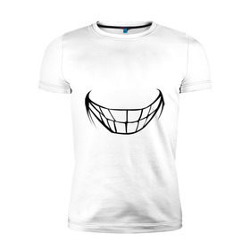 Мужская футболка премиум с принтом Зубастая улыбка в Курске, 92% хлопок, 8% лайкра | приталенный силуэт, круглый вырез ворота, длина до линии бедра, короткий рукав | зубы | рот | улыбка