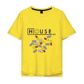 Мужская футболка хлопок Oversize с принтом House m.d. (2) в Курске, 100% хлопок | свободный крой, круглый ворот, “спинка” длиннее передней части | everybody lies | haus | house | все лгут | доктор | хауз | хаус | хью лори