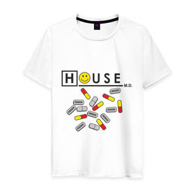 Мужская футболка хлопок с принтом House m.d. (2) в Курске, 100% хлопок | прямой крой, круглый вырез горловины, длина до линии бедер, слегка спущенное плечо. | everybody lies | haus | house | все лгут | доктор | хауз | хаус | хью лори