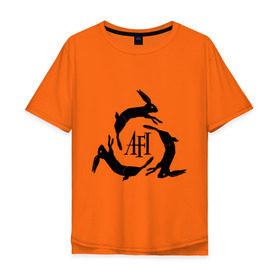 Мужская футболка хлопок Oversize с принтом Afi с зайцами в Курске, 100% хлопок | свободный крой, круглый ворот, “спинка” длиннее передней части | Тематика изображения на принте: afi | афи | афи с зайцами | зайцы | зайчата | зайчики | логотип afi | логотип афи | панк | рок