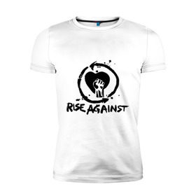 Мужская футболка премиум с принтом Rise Against в Курске, 92% хлопок, 8% лайкра | приталенный силуэт, круглый вырез ворота, длина до линии бедра, короткий рукав | heavy metal | metal | punk | rise against | rock | trash metal | квартет | метал | панк | рок | рок группа | рок группы | трэш метал | хеви метал