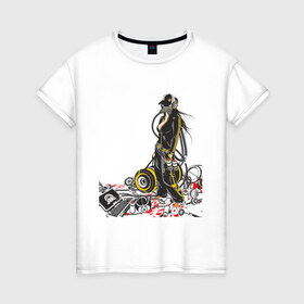 Женская футболка хлопок с принтом Mahcine в Курске, 100% хлопок | прямой крой, круглый вырез горловины, длина до линии бедер, слегка спущенное плечо | club | electro | динамики | клуб | клубняк | электро | электронная музыка