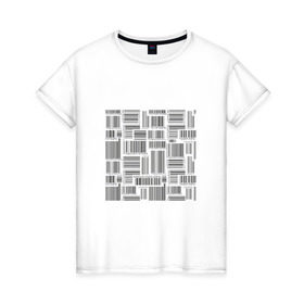 Женская футболка хлопок с принтом Штрих код в Курске, 100% хлопок | прямой крой, круглый вырез горловины, длина до линии бедер, слегка спущенное плечо | Тематика изображения на принте: штрих код | штрихкод | штриховой код