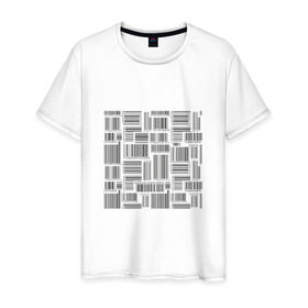 Мужская футболка хлопок с принтом Штрих код в Курске, 100% хлопок | прямой крой, круглый вырез горловины, длина до линии бедер, слегка спущенное плечо. | штрих код | штрихкод | штриховой код