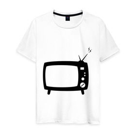 Мужская футболка хлопок с принтом Телевизор в Курске, 100% хлопок | прямой крой, круглый вырез горловины, длина до линии бедер, слегка спущенное плечо. | Тематика изображения на принте: зомбоящик | тв | телевидение | телевизор | телик | ящик