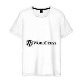 Мужская футболка хлопок с принтом Wordpress в Курске, 100% хлопок | прямой крой, круглый вырез горловины, длина до линии бедер, слегка спущенное плечо. | wordpress | wp | админу | блог | вордпресс