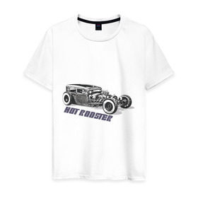 Мужская футболка хлопок с принтом Hot rodster в Курске, 100% хлопок | прямой крой, круглый вырез горловины, длина до линии бедер, слегка спущенное плечо. | hot rodster | авто | автомобиль | машины | тачки