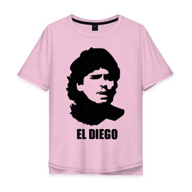 Мужская футболка хлопок Oversize с принтом Диего Марадона в Курске, 100% хлопок | свободный крой, круглый ворот, “спинка” длиннее передней части | аргентина | аргентинец | диего марадона | евро 2012 | марадона | футбол