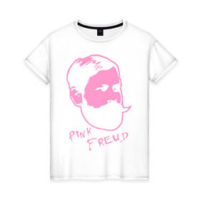 Женская футболка хлопок с принтом Pink Freud в Курске, 100% хлопок | прямой крой, круглый вырез горловины, длина до линии бедер, слегка спущенное плечо | dance | tecktonick | tektonic | tektonik | клуб | танцевать | тектоник | тиктоник | фрейд | электронная музыка