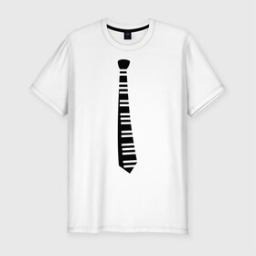 Мужская футболка премиум с принтом Галстук (2) в Курске, 92% хлопок, 8% лайкра | приталенный силуэт, круглый вырез ворота, длина до линии бедра, короткий рукав | галступ | клавиши | пианино | прикольные