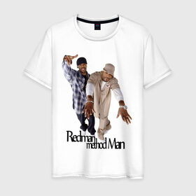 Мужская футболка хлопок с принтом Redman and Method Man в Курске, 100% хлопок | прямой крой, круглый вырез горловины, длина до линии бедер, слегка спущенное плечо. | gangsta | gansta | hip | hop | rap | рэп | рэпчина | хип | хоп