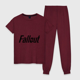 Женская пижама хлопок с принтом Fallout в Курске, 100% хлопок | брюки и футболка прямого кроя, без карманов, на брюках мягкая резинка на поясе и по низу штанин | fallout | логотип | постапокалиптические | радиация | фаллаут | фоллаут