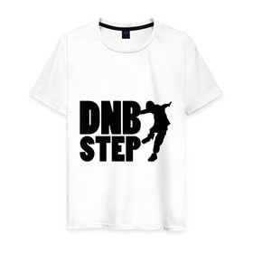 Мужская футболка хлопок с принтом DNB Step танцор в Курске, 100% хлопок | прямой крой, круглый вырез горловины, длина до линии бедер, слегка спущенное плечо. | dnb | step | бас | драм | силуэт | танцор