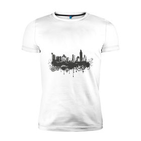 Мужская футболка премиум с принтом Grunge city (3) в Курске, 92% хлопок, 8% лайкра | приталенный силуэт, круглый вырез ворота, длина до линии бедра, короткий рукав | 