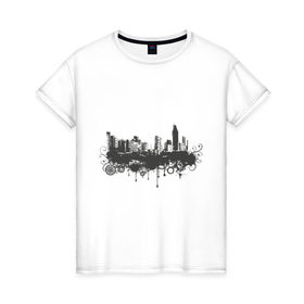 Женская футболка хлопок с принтом Grunge city (3) в Курске, 100% хлопок | прямой крой, круглый вырез горловины, длина до линии бедер, слегка спущенное плечо | 