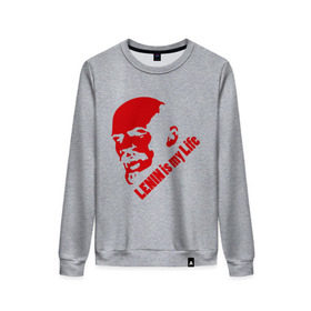 Женский свитшот хлопок с принтом Ленин -моя жизнь в Курске, 100% хлопок | прямой крой, круглый вырез, на манжетах и по низу широкая трикотажная резинка  | вождь | коммунизм | ленин | революция | советский | социализм | союз | ссср | ульянов