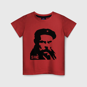 Детская футболка хлопок с принтом С Че Геварой в Курске, 100% хлопок | круглый вырез горловины, полуприлегающий силуэт, длина до линии бедер | Тематика изображения на принте: cuba | гевара | куба | революция | свобода | че