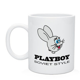 Кружка с принтом Playboy soviet style в Курске, керамика | объем — 330 мл, диаметр — 80 мм. Принт наносится на бока кружки, можно сделать два разных изображения | playboy | зайчик | зайчонок | заяц | плейбой | плэйбой
