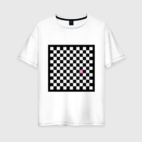 Женская футболка хлопок Oversize с принтом Шахматная эмо-доска в Курске, 100% хлопок | свободный крой, круглый ворот, спущенный рукав, длина до линии бедер
 | emo | розовый квадрат | субкультуры | шахматная доска | шахматы | эмо | эмо шахматы