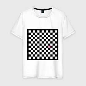 Мужская футболка хлопок с принтом Шахматная эмо-доска в Курске, 100% хлопок | прямой крой, круглый вырез горловины, длина до линии бедер, слегка спущенное плечо. | emo | розовый квадрат | субкультуры | шахматная доска | шахматы | эмо | эмо шахматы