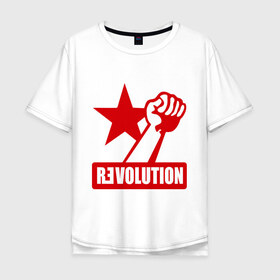 Мужская футболка хлопок Oversize с принтом Revolution (2) в Курске, 100% хлопок | свободный крой, круглый ворот, “спинка” длиннее передней части | revolution | звезда | красная звезда | кулак | революция | рука