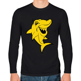 Мужской лонгслив хлопок с принтом Веселая акула в Курске, 100% хлопок |  | Тематика изображения на принте: акула | веселая акула | животные | хищник