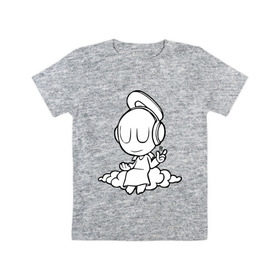 Детская футболка хлопок с принтом Ангел в наушниках в Курске, 100% хлопок | круглый вырез горловины, полуприлегающий силуэт, длина до линии бедер | club | dj | ангел | диджей | клуб | наушники