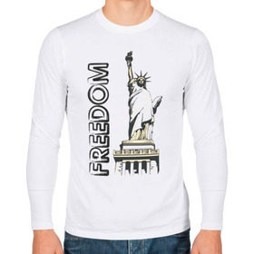 Мужской лонгслив хлопок с принтом Freedom в Курске, 100% хлопок |  | freedom | usa | америка | йорк | нью | нью йорк | свобода | статуя свободы | сша