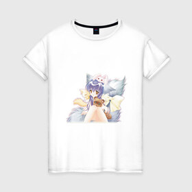 Женская футболка хлопок с принтом Девочка с игрушками в Курске, 100% хлопок | прямой крой, круглый вырез горловины, длина до линии бедер, слегка спущенное плечо | anime | аниме | анимэ