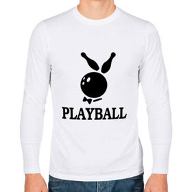 Мужской лонгслив хлопок с принтом Playball в Курске, 100% хлопок |  | bowling | playball | playboy | боулинг | кегли | плейбой | шар | шары