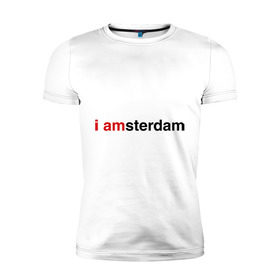 Мужская футболка премиум с принтом I amsterdam в Курске, 92% хлопок, 8% лайкра | приталенный силуэт, круглый вырез ворота, длина до линии бедра, короткий рукав | amsterdam | амстердам | я амстердам
