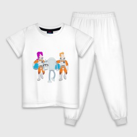 Детская пижама хлопок с принтом Футурама - Бендер держит голову в Курске, 100% хлопок |  брюки и футболка прямого кроя, без карманов, на брюках мягкая резинка на поясе и по низу штанин
 | bender | futurama | бендер | футурама