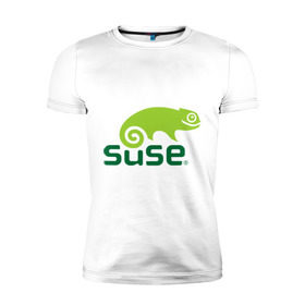 Мужская футболка премиум с принтом Suse в Курске, 92% хлопок, 8% лайкра | приталенный силуэт, круглый вырез ворота, длина до линии бедра, короткий рукав | linux | suse | линукс | программа | софт