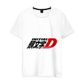 Мужская футболка хлопок с принтом Initial D в Курске, 100% хлопок | прямой крой, круглый вырез горловины, длина до линии бедер, слегка спущенное плечо. | jdm style | авто | автомобиль | логотип аниме 