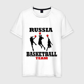 Мужская футболка хлопок с принтом Русский баскетбол в Курске, 100% хлопок | прямой крой, круглый вырез горловины, длина до линии бедер, слегка спущенное плечо. | российский