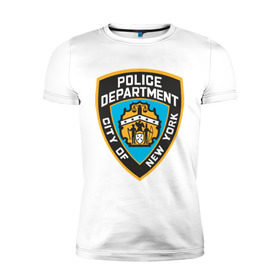 Мужская футболка премиум с принтом N.Y.P.D. в Курске, 92% хлопок, 8% лайкра | приталенный силуэт, круглый вырез ворота, длина до линии бедра, короткий рукав | new york | nypd | police | police department | нью йорк