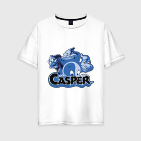 Женская футболка хлопок Oversize с принтом Casper в Курске, 100% хлопок | свободный крой, круглый ворот, спущенный рукав, длина до линии бедер
 | casper | каспер | мультик | привидение