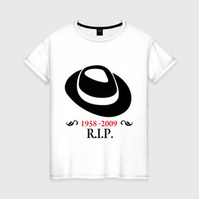Женская футболка хлопок с принтом Michael Jackson в Курске, 100% хлопок | прямой крой, круглый вырез горловины, длина до линии бедер, слегка спущенное плечо | Тематика изображения на принте: 