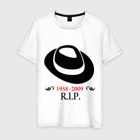 Мужская футболка хлопок с принтом Michael Jackson в Курске, 100% хлопок | прямой крой, круглый вырез горловины, длина до линии бедер, слегка спущенное плечо. | Тематика изображения на принте: 