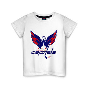 Детская футболка хлопок с принтом Овечкин (Washington Capitals) в Курске, 100% хлопок | круглый вырез горловины, полуприлегающий силуэт, длина до линии бедер | национальная хоккейная лига | нхл