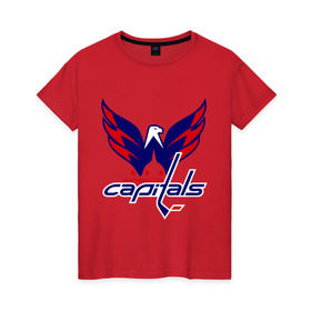 Женская футболка хлопок с принтом Овечкин (Washington Capitals) в Курске, 100% хлопок | прямой крой, круглый вырез горловины, длина до линии бедер, слегка спущенное плечо | национальная хоккейная лига | нхл